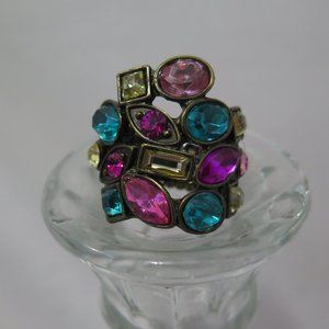 Gold Tone Multi Colored Stretch Ring Vera Wang